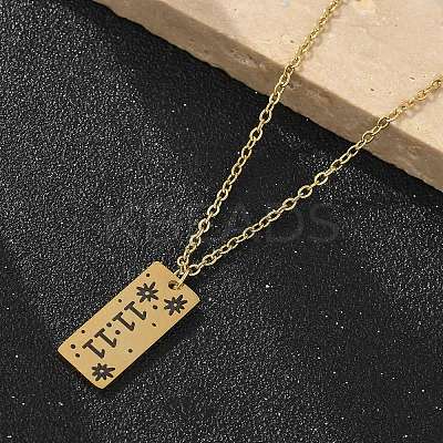 304 Stainless Steel Number 11:11 Pendant Necklaces NJEW-NH0002-01G-03-1