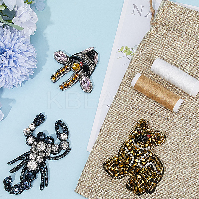 3Pcs 3 Styles Animal Rhinestone Ornament Accessories PATC-GF0001-44-1