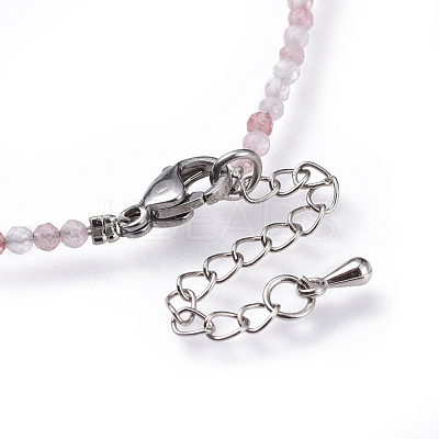 Natural Strawberry Quartz Beaded Necklaces NJEW-JN02492-06-1