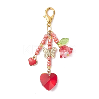Glass Seed Beaded Pendant Decorations HJEW-MZ00405-02-1
