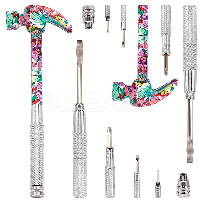 Flower Print Brass & Iron Hammer Set TOOL-WH0030-07P-1