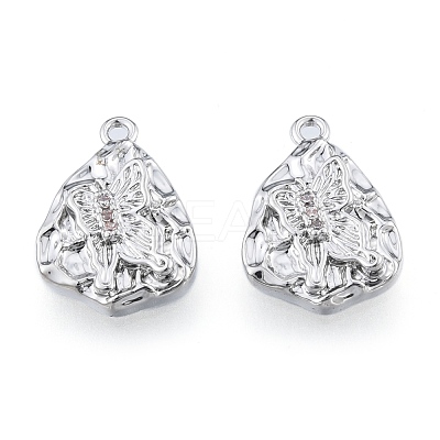Brass Micro Pave Rosy Brown Cubic Zirconia Charms KK-N216-586P-1