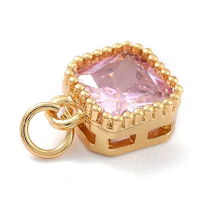 Real 18K Gold Plated Brass Inlaid Cubic Zirconia Charms ZIRC-L100-073G-06-1