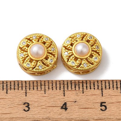 Rack Plating Hollow Brass Cubic Zirconia Beads KK-K381-21C-MG-1