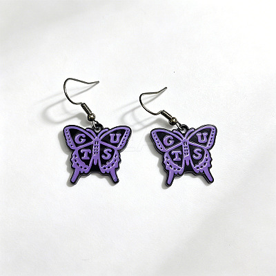 Gothic Alloy Purple Enamel Dangle Earrings WGCC792-01-1