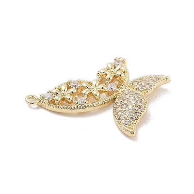Brass Pave Clear Cubic Zirconia Pendants KK-Z061-08G-02-1