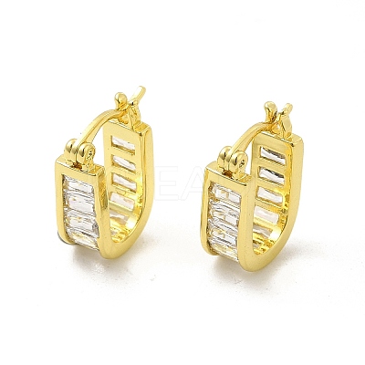 Clear Cubic Zirconia Oval Hoop Earrings EJEW-E273-13LG-1