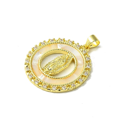 Real 18K Gold Plated Brass Micro Pave Cubic Zirconia Pendants KK-H472-14G-05-1