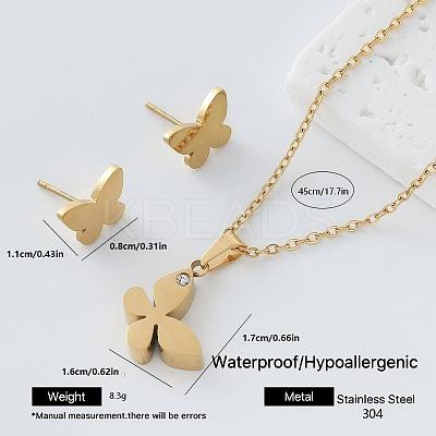 304 Stainless Steel Pendant Necklace & Stud Earrings Set for Women AW2289-6-1