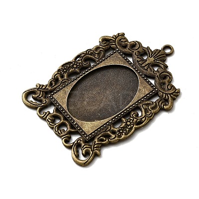 Rectangle Tibetan Style Alloy Big Pendant Cabochon Settings PALLOY-K109-77AB-NR-1