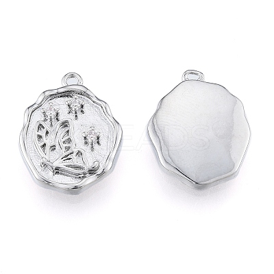 Brass Micro Pave Clear Cubic Zirconia Pendants KK-N216-577P-1