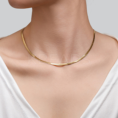 4Pcs Brass Flat Snake Chain Necklaces for Women NJEW-BBC0001-37-1