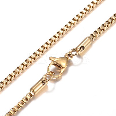 304 Stainless Steel Box Chain Necklaces X-STAS-O053-27G-1