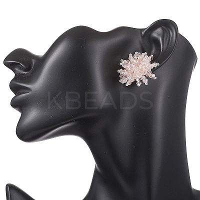 Flower Handmade Glass Seed Beads Stud Earrings EJEW-MZ00680-03-1