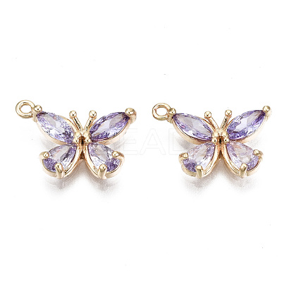 Real 18K Gold Plated Brass Micro Pave Cubic Zirconia Pendants X-KK-T056-59G-02-NF-1