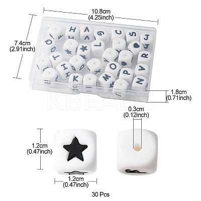 30Pcs 28 Style Food Grade Eco-Friendly Silicone Beads SIL-YW0001-07-1