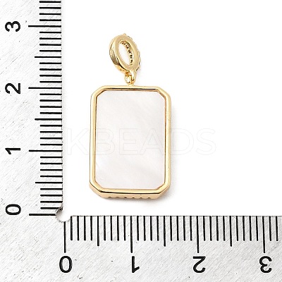 Natural Shell & Clear Cubic Zirconia Pendants KK-G553-11G-1