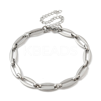 304 Stainless Steel Oval Link Chains Bracelets for Men & Women BJEW-D042-34P-1