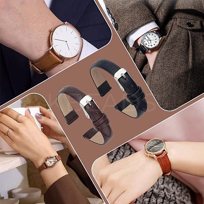 2 Sets 2 Colors Leather Textured Watch Bands AJEW-FG0003-83-1