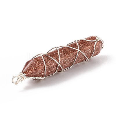Natural & Synthetic Mixed Stone Double Terminal Pointed Pendants PALLOY-JF01808-1