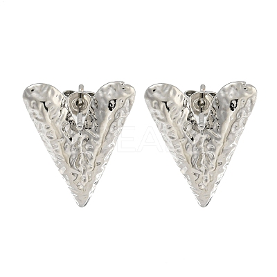 Heart Texture Brass Stud Earrings for Women EJEW-E312-02P-1