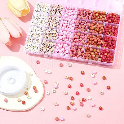 DIY Flat Round with Letter Acrylic Beads Bracelets Making Kits DIY-FS0008-90-1