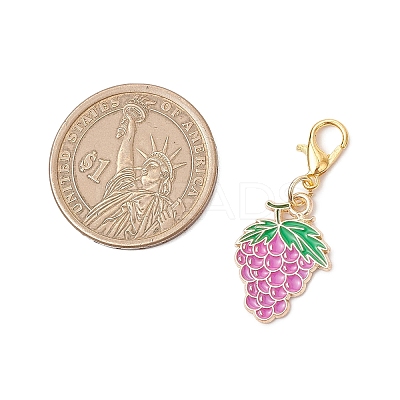 9Pcs Fruits Alloy Enamel Pendant Decorations HJEW-JM03672-1