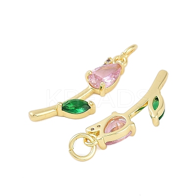 Rack Plating Brass Micro Pave Cubic Zirconia Pendants KK-R166-09G-04-1