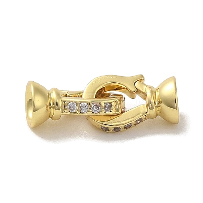Rack Plating Brass Micro Pave Clear Cubic Zirconia Fold Over Clasps
 KK-R160-03G-1