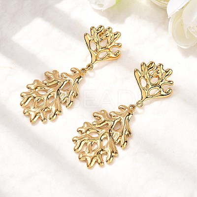 304 Stainless Steel Dangle Stud Earrings EJEW-K268-43C-G-1