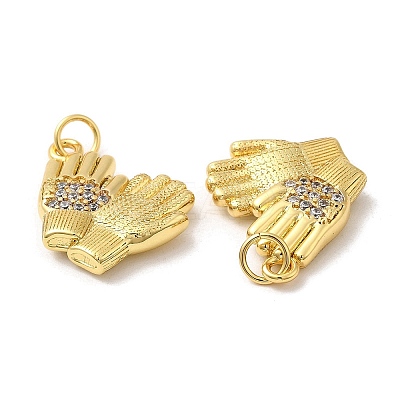 Rack Plating Brass Micro Pave Cubic Zirconia Pendants KK-C030-11G-1