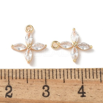 Real 18K Gold Plated Brass Cubic Zirconia Charms KK-R037-157G-1