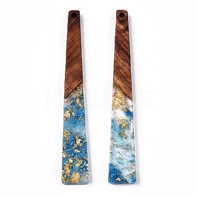 Transparent Resin & Walnut Wood Big Pendants RESI-N039-68H-1