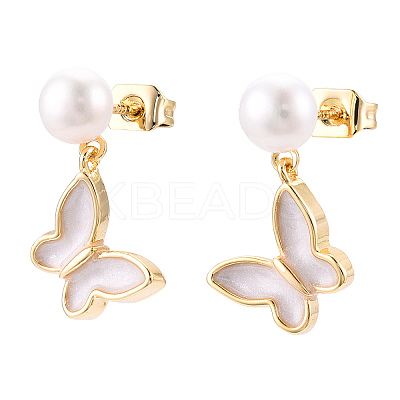 Natural Pearl Dangle Stud Earrings PEAR-N020-05M-1
