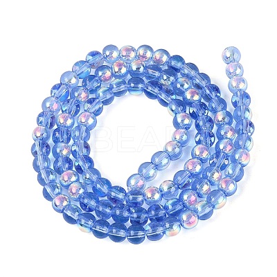 Electroplate Transparent Glass Beads Strands EGLA-Q132-4MM-A17-1