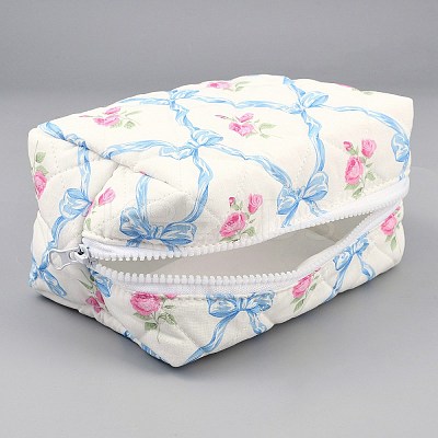 Flower Print Cotton & Polyester Cosmetic Zipper Bag AJEW-WH20002-74B-1