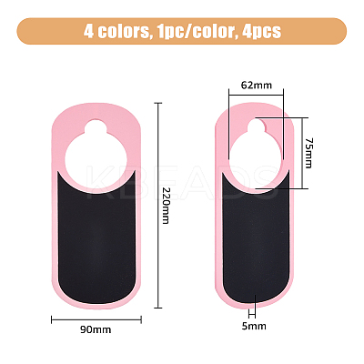 4Pcs 4 Colors Wood Doorknob Hanging Blackboard Signs AJEW-FH0003-16-1