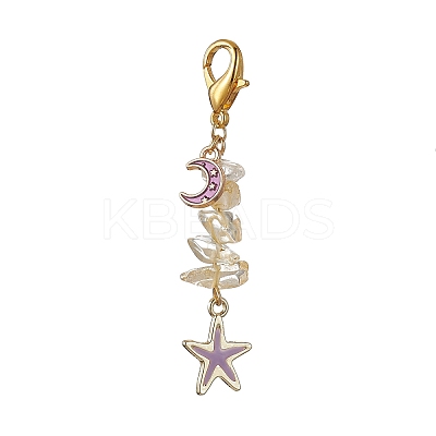 Starfish & Moon Alloy Enamel Pendants Decoraiton HJEW-JM01635-1