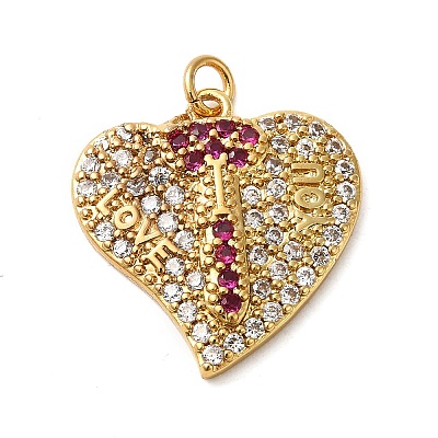 Rack Plating Brass Micro Pave Cubic Zirconia Pendants KK-K377-78G-1