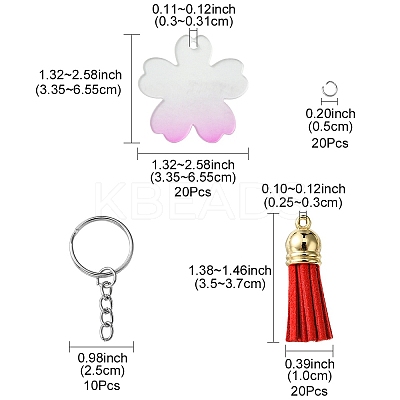 DIY Acrylic Disc Tassel Keychain Making Kits DIY-FS0006-01A-1
