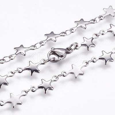 Non-Tarnish 304 Stainless Steel Chain Necklaces STAS-P164-27P-1