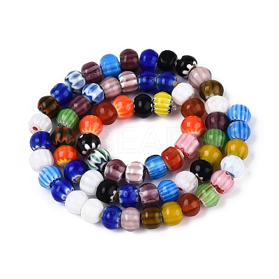 Handmade Millefiori Lampwork Beads Strands LAMP-T022-11A-1