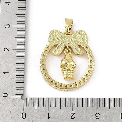 Christmas Theme Rack Plating Brass Micro Pave Cubic Zirconia Pendants KK-U032-14G-04-1