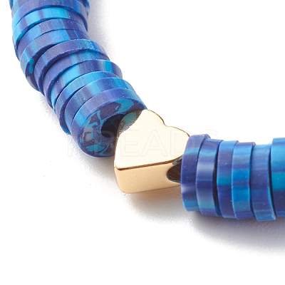 Handmade Polymer Clay Heishi Beads Stretch Bracelet BJEW-JB07392-1