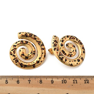 304 Stainless Steel Enamel Stud Earrings EJEW-Z084-15G-03-1