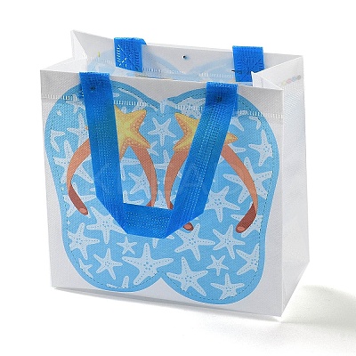 Summer Beach Theme Printed Flip Flops Non-Woven Reusable Folding Gift Bags with Handle LS-ABAG-F009-E04-1