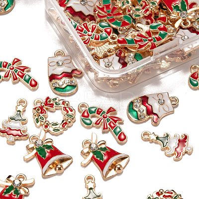 50Pcs 5 Style Christmas Theme Alloy Enamel Pendants ENAM-LS0001-49-RS-1