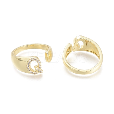 Brass Micro Pave Clear Cubic Zirconia Cuff Rings X-RJEW-F103-13Q-G-1