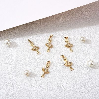 5Pcs Rack Plating Brass Micro Pave Cubic Zirconia Pendants KK-SZ0005-95-1