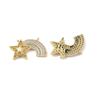 Brass Micro Pave Colorful Cubic Zirconia Connector Charms KK-E068-VF321-1